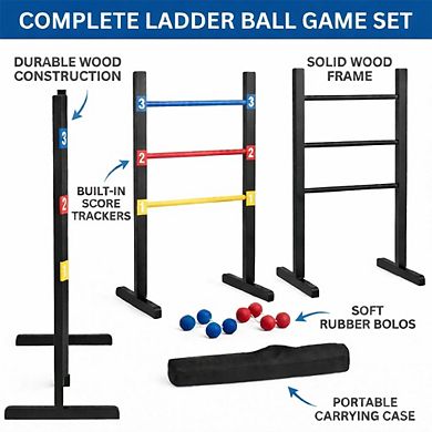 Bolaball Pro Ladder Toss Outdoor Game Set with 6 Bolo Balls, 2 Heavy ...