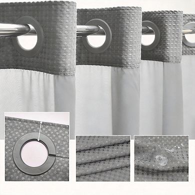 Waffle Weave Shower Curtain Liner Set Heavy Duty Hotel Weighted 230gsm 1set