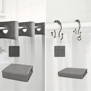 Waffle Weave Shower Curtain Liner Set Heavy Duty Hotel Weighted 230gsm 1set
