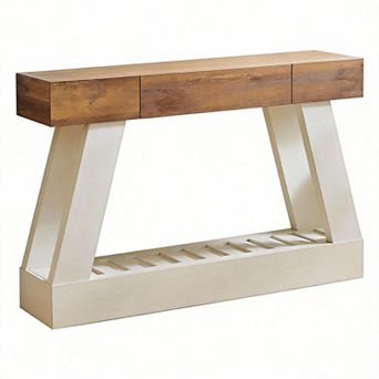 60" Farmhouse Entryway Console Table with Drawer 2 tier