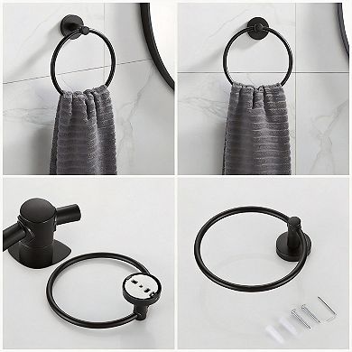 4pc Bath Hardware Set 24" Adjustable Towel Rack