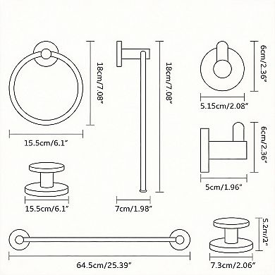 4pc Bath Hardware Set 24" Adjustable Towel Rack