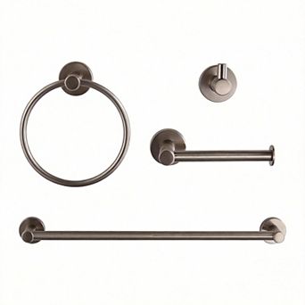 4 pc Bath Hardware Set 24" Adjustable Towel Rack