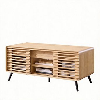 Lift Top Coffee Table Sliding Slatted Door Hidden Storage Adjustable Shelf