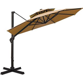 11FT Double Top Cantilever Patio Umbrella for Market Garden Deck Pool Backyard Patio