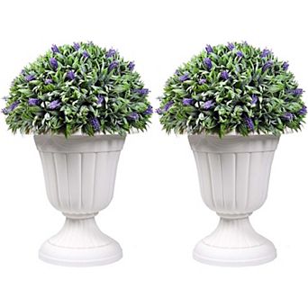 2 pc 23" Artificial Plastic Lavender Topiary Ball Tree for Home Gate Indoor