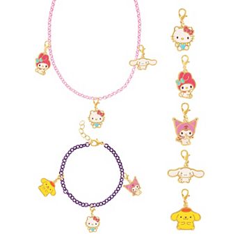 Hello Kitty Sanrio and Friends Charm Bracelet and Necklace Set with 5 Sanrio Charms