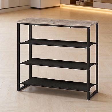 4-Tier Shoe Rack with Oxford Fabric Shelves and Top Panel