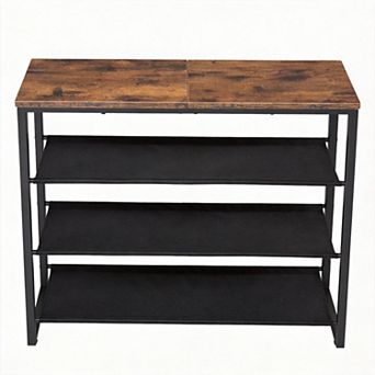 4 tier Shoe Rack with Oxford Fabric Shelves and Top Panel