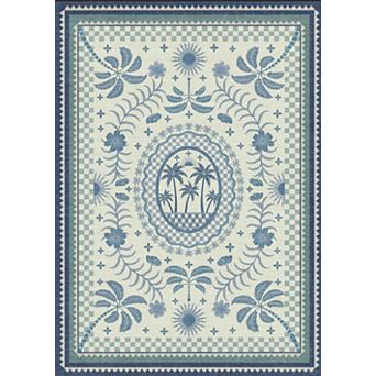 Beach Style Botanical Pattern Area Rug Non-Slip Soft Bedroom Living Room