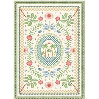 Beach Style Botanical Pattern Area Rug Non-Slip Soft Bedroom Living Room