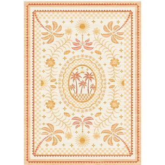 Beach Style Botanical Pattern Area Rug Non-Slip Soft Bedroom Living Room