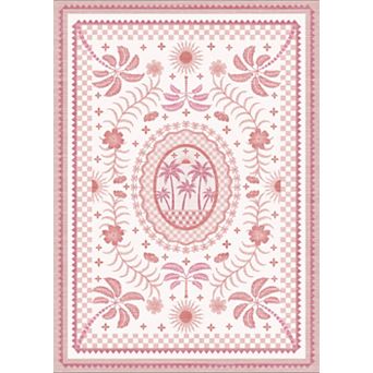 Beach Style Botanical Pattern Area Rug Non-Slip Soft Bedroom Living Room