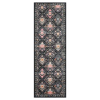 Vintage Area Rug Elegant Floral Pattern,Durable Stain-Resistant Fabric