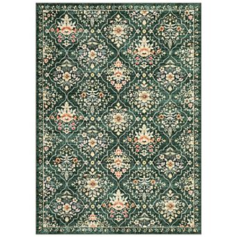 Vintage Area Rug Elegant Floral Pattern,Durable Stain-Resistant Fabric