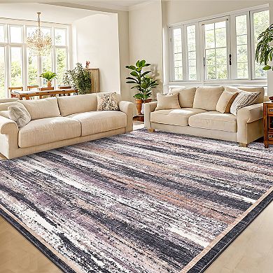 Modern Abstract Area Rug Non-Slip Soft Bedroom Living Room Rug Thin Print