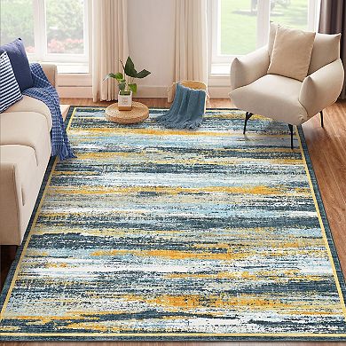Modern Abstract Area Rug Non-Slip Soft Bedroom Living Room Rug Thin Print