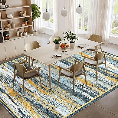 Modern Abstract Area Rug Non-Slip Soft Bedroom Living Room Rug Thin Print