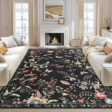 Modern Area Rugs for Bedroom Non Slip with Rubber Back Low Pile Stain Resistant