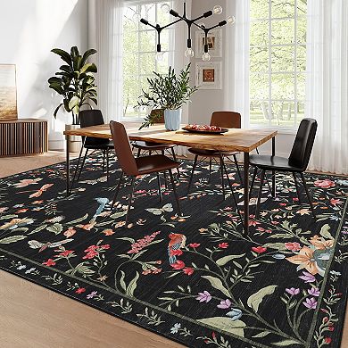 Modern Area Rugs for Bedroom Non Slip with Rubber Back Low Pile Stain Resistant