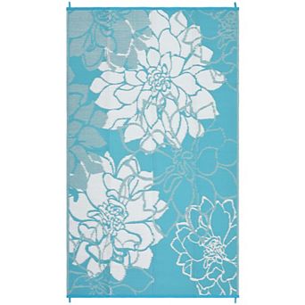 Garvee Waterproof Modern Big Flower Pattern Outdoor Rug Reversible Rug for Patio Pool Gardern
