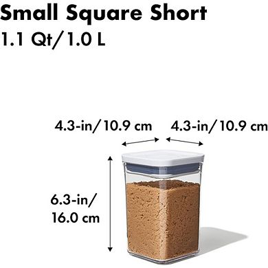 Airtight Food Storage Container, Small Square 1.1 Qt, Perfect for 1 lb Sugar