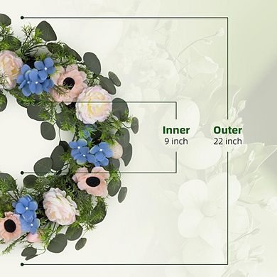 22 Inch Eucalyptus Wreath for Front Door, All-Season Floral Greenery Decor