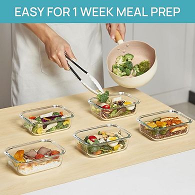 5-Pack 22oz Glass Food Storage Containers with Airtight Lids