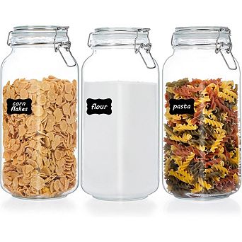 78 oz Glass Food Storage Jars with Airtight Clamp Lids, 3 Pack Kitchen Canisters