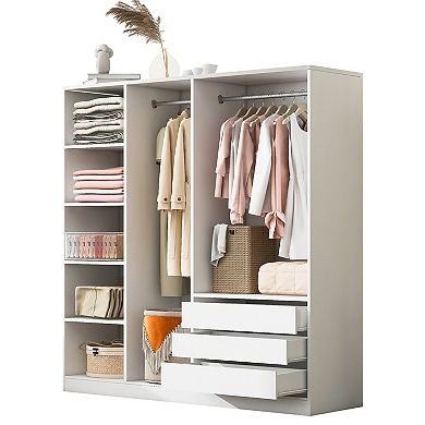 Merax Doorless Wooden Storage Wardrobe for Bedroom