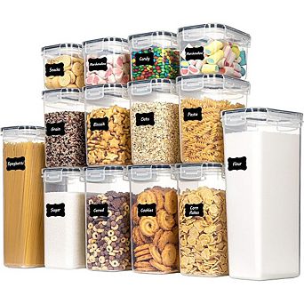 14 pc Airtight Pantry Storage Containers for Flour, Sugar & Cereal