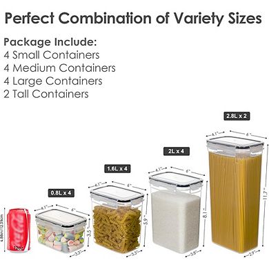 14-Piece Airtight Pantry Storage Containers for Flour, Sugar & Cereal