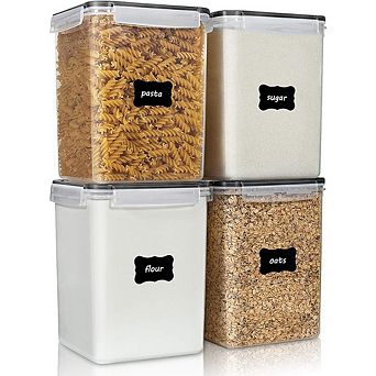 4-Pack 5.2L Airtight Food Storage Containers with Lids and Labels
