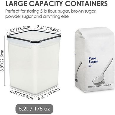 4-Pack 5.2L Airtight Food Storage Containers with Lids and Labels