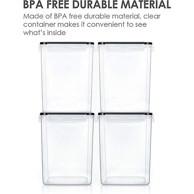 4-Pack 5.2L Airtight Food Storage Containers with Lids and Labels