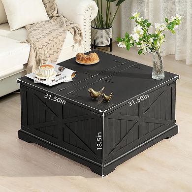 Farmhouse Square Coffee Table with Storage
