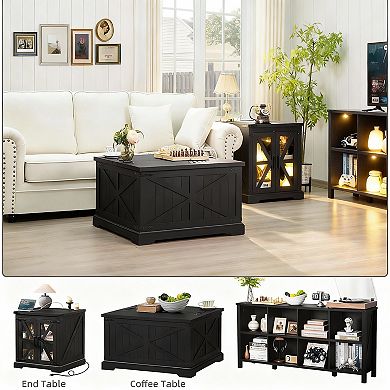 Farmhouse Square Coffee Table with Storage