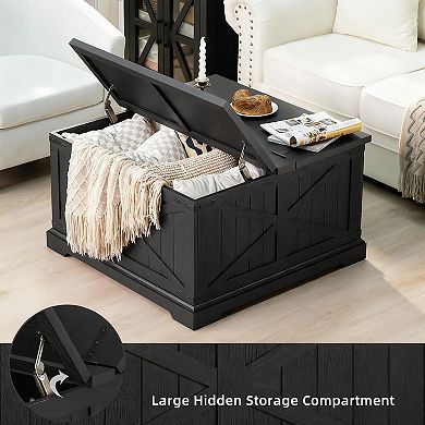 Farmhouse Square Coffee Table with Storage