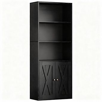 Five-layer industrial-style bookshelf and storage rack; W 23.6 in x D 11.8 in x H 59.4 in easy to a