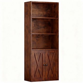 Five-layer industrial-style bookshelf and storage rack; W 23.6 in x D 11.8 in x H 59.4 in easy to a