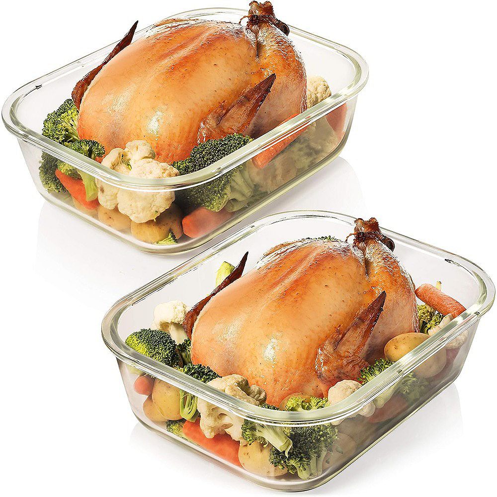 4-Pc Glass Food Storage Containers, 10-Cup, Airtight, BPA-Free, Leakproof