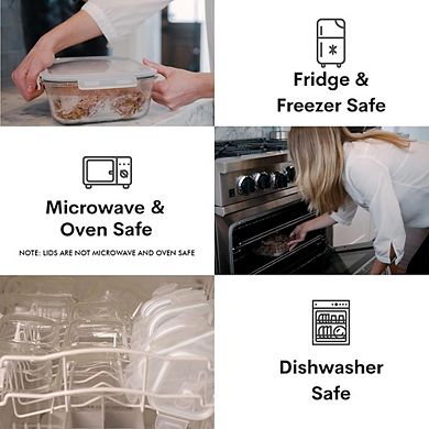 4-Pc Glass Food Storage Containers, 10-Cup, Airtight, BPA-Free, Leakproof