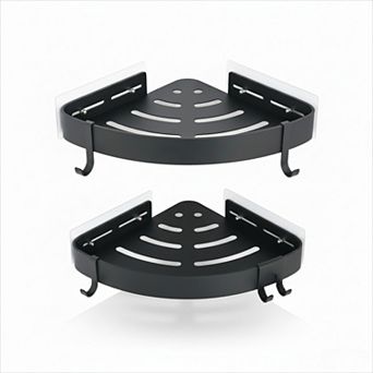 Adhesive Corner Shower Caddy No Drilling Rust Proof with Hooks