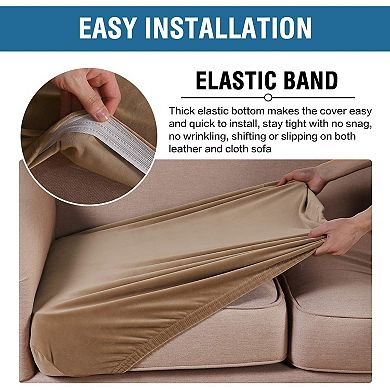 Great Ambitions Velvet Stretch Couch Cushion Cover Plush Cushion 3 Piece Sofa Cushion Covers