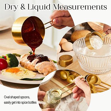 Great Ambitions Golden 304 Stainless Steel Measuring Cups and Spoons Set