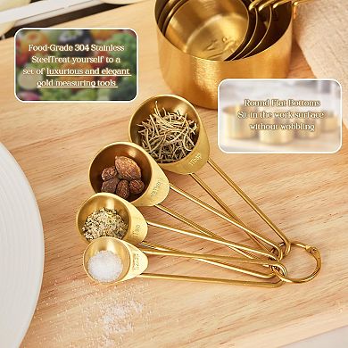 Great Ambitions Golden 304 Stainless Steel Measuring Cups and Spoons Set