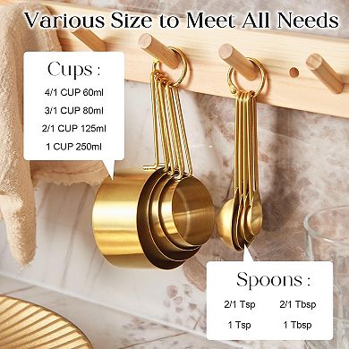Great Ambitions Golden 304 Stainless Steel Measuring Cups and Spoons Set