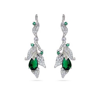 Green Leaf Motif Drop Earrings