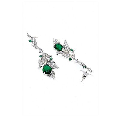 Green Leaf Motif Drop Earrings