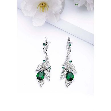 Green Leaf Motif Drop Earrings